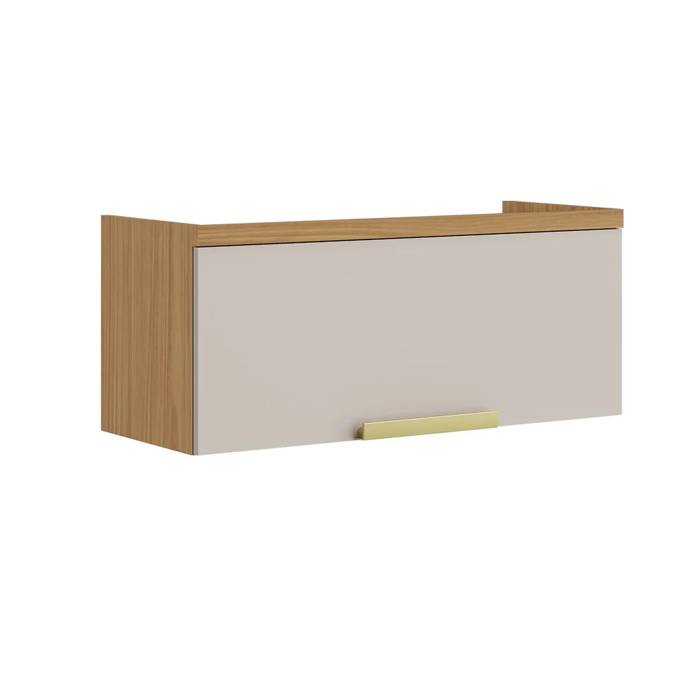Armário Aéreo Madri 80cm 1 Porta Basculante Freijó/Off White - Itatiaia