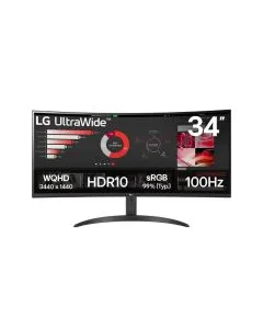 Monitor Curvo LG UltraWide 34" WQHD 100Hz VA 5ms DP HDMI - 34WR50QK-B