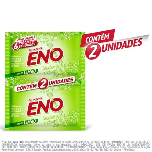 Eno Limão Envelope 2 Unidades 5g Cada Pó Efervescente