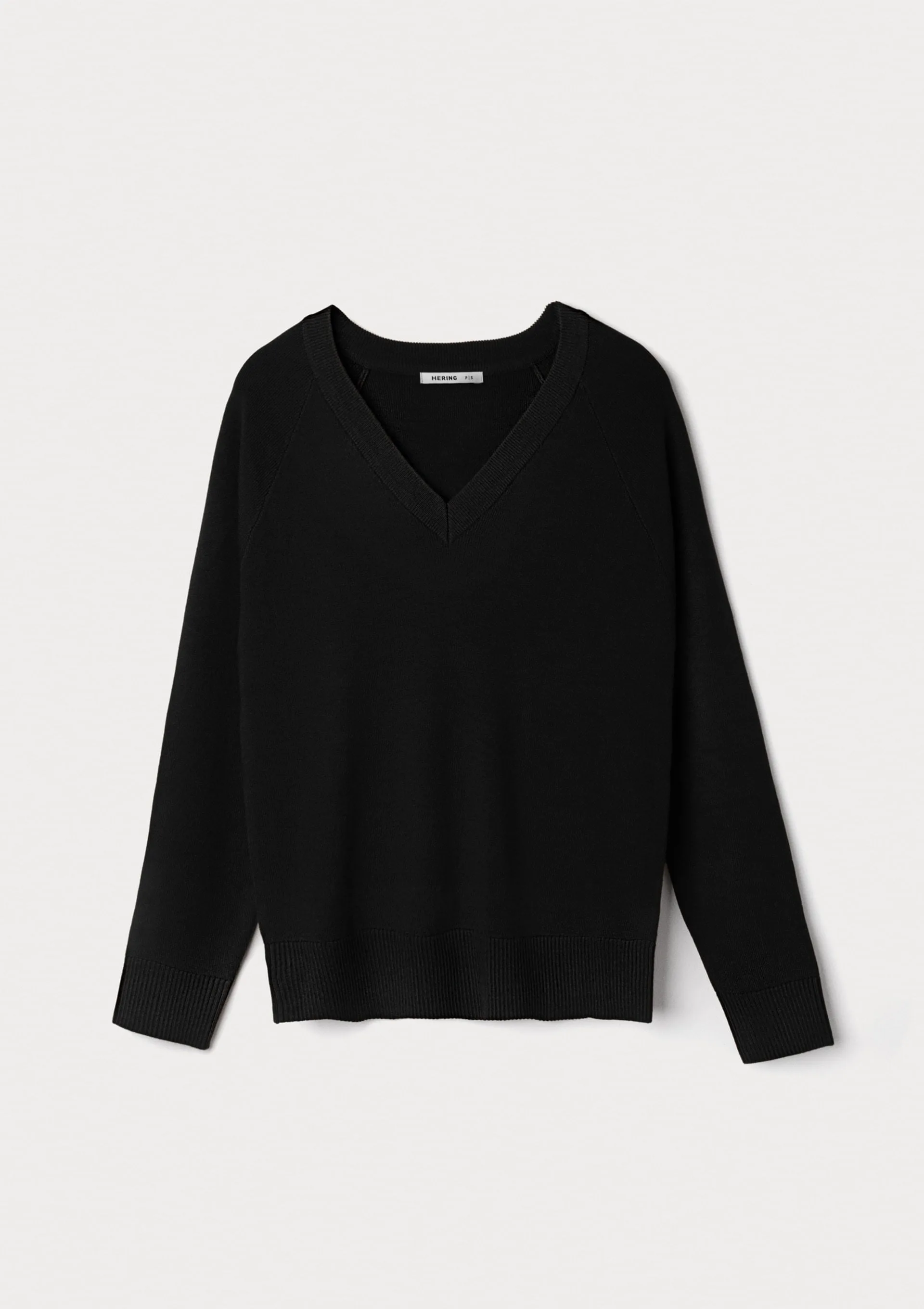 Blusão Feminino Decote V Em Tricô - Preto