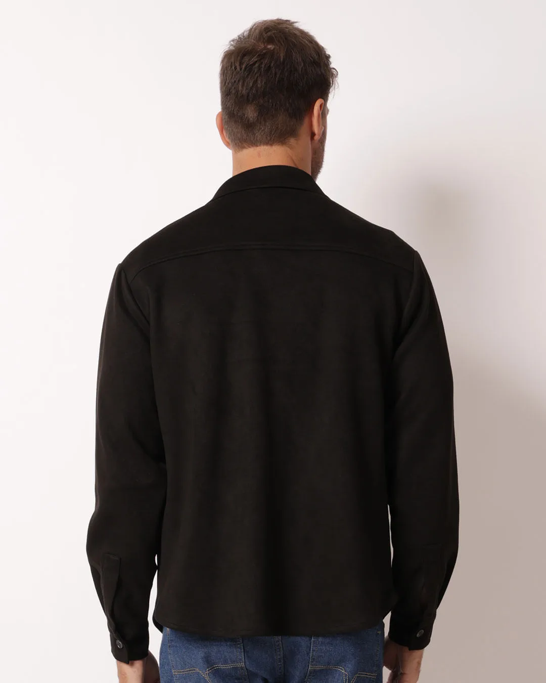 Jaqueta Masculina Suede com Bolsos Frontais Preta