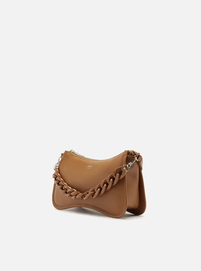 Bolsa Tiracolo Marrom Pequena Corrente
