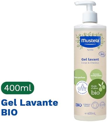 Mustela Gel Lavante Corpo E Cabelo Bio 400Ml - Sabonete Líquido Vegano Sem Fragrância Fórmula Biodegradável Com 97% De Ingredientes De Origem Natural