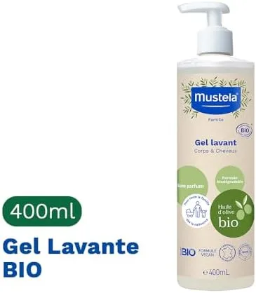 Mustela Gel Lavante Corpo E Cabelo Bio 400Ml - Sabonete Líquido Vegano Sem Fragrância Fórmula Biodegradável Com 97% De Ingredientes De Origem Natural