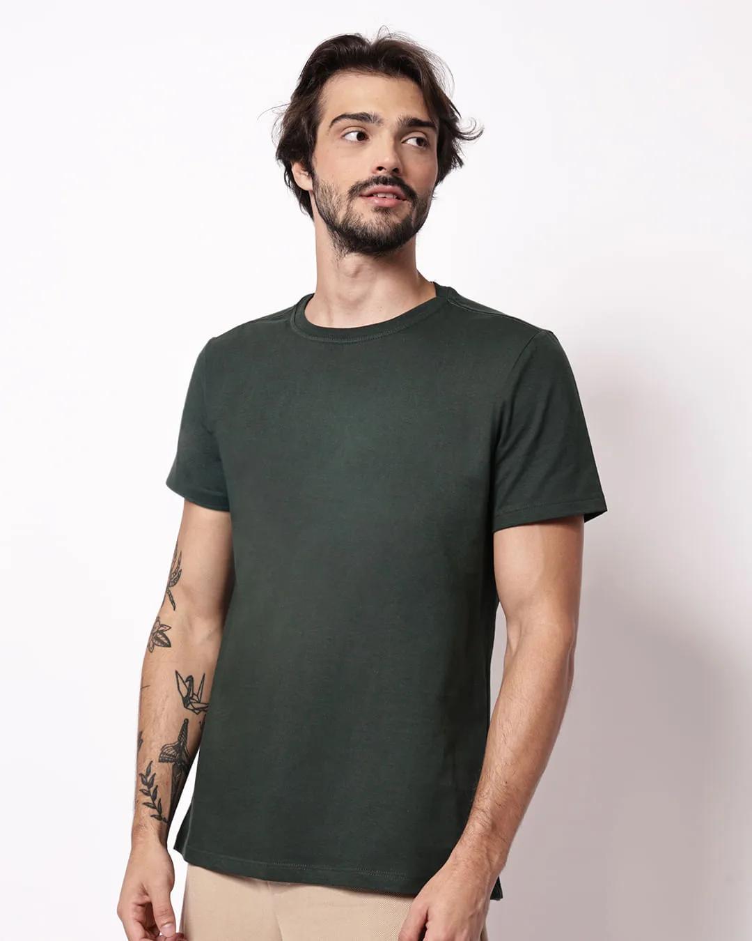 Camiseta Masculina Algodão Básica Verde