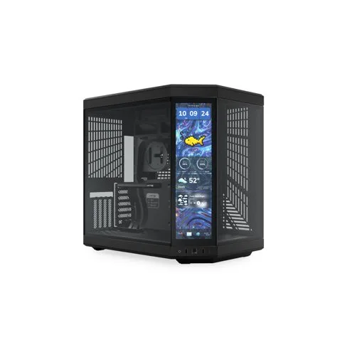 Gabinete Gamer Hyte Y70 Touch Infinite Pitch Black Display 2.5K 14.9 Pol Touch Mid Tower Vidro Temperado EATX Sem Fans