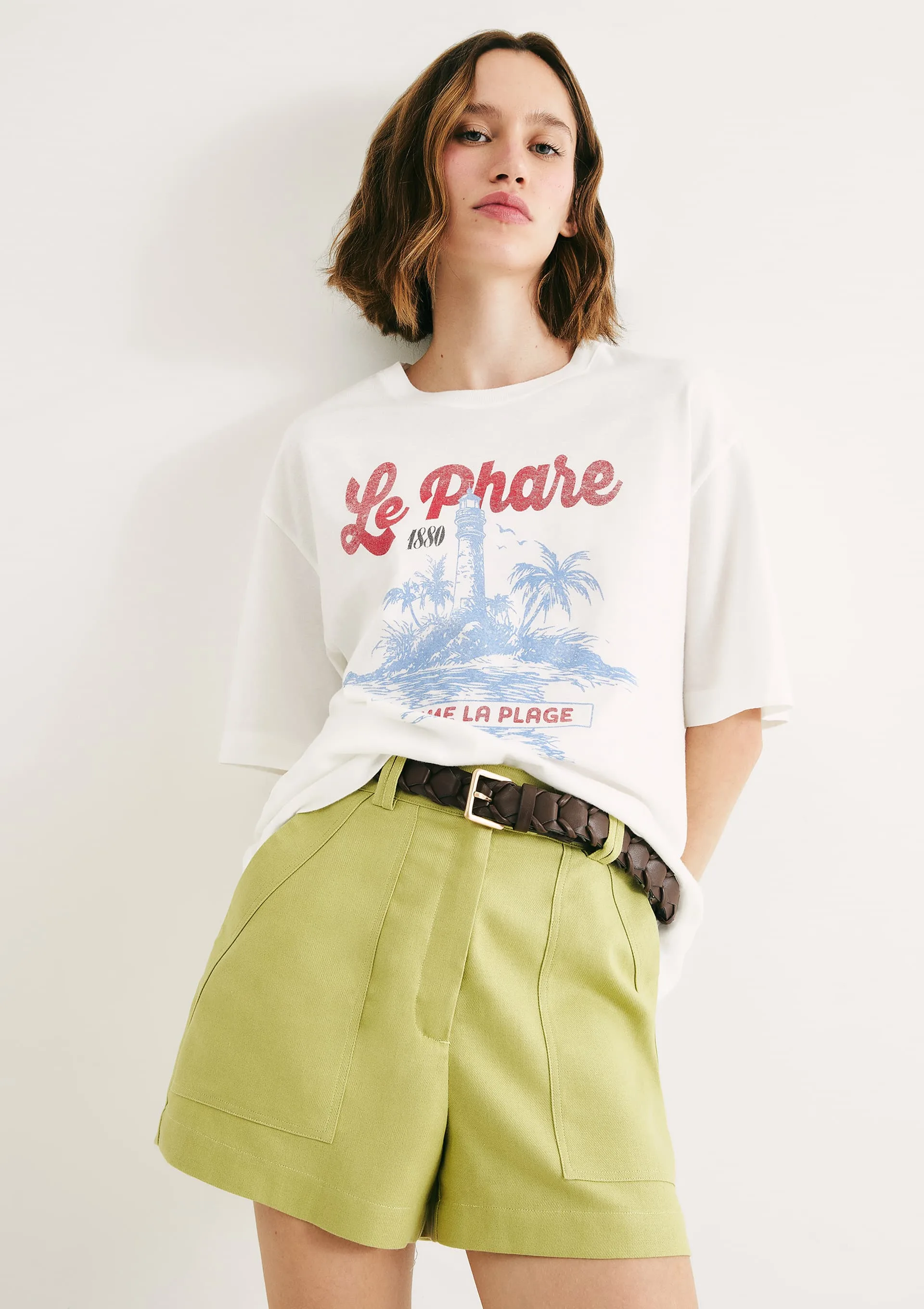 Shorts Feminino Cintura Alta Em Alfaiataria - Verde