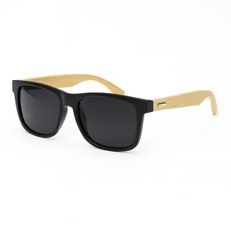 Óculos de Sol Masculino Preto com Hastes de Bambu UV400