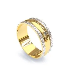 Aliança de Ouro 18K Bodas de Prata Giratório com Brilhante - AS0261