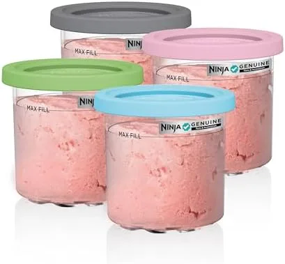 Pacote com 4 canecas Ninja Creami, transparente/cinza/limão/rosa/aqua