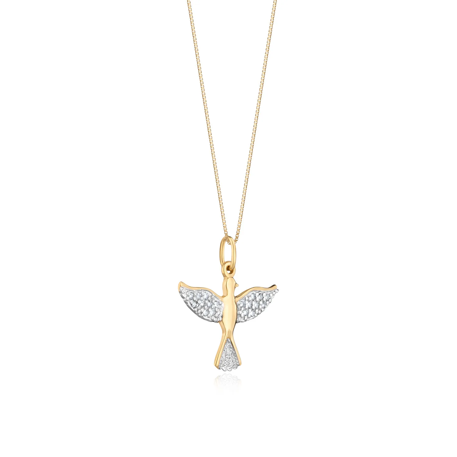 Pingente Espírito Santo com 9 Pontos de Diamantes em Ouro Amarelo 18k