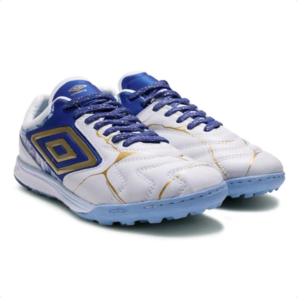 Chuteira Society Umbro Adamant Master Class Pro Bump Branco/Azul