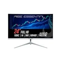Monitor Gamer Curvo Rise Mode Essential 24", FHD, 100Hz, VA, FreeSync, HDR 400, HDMI e VGA, Branco - RM-MOG-24C100FH-W