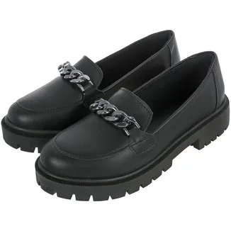 Sapato Mocassim Feminino Tratorado CM Calçados Confort Plataforma Corrente