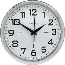 Relógio De Parede Decorativo 23cm Analógico Redondo Moderno Metalizado Cromo Decoração Escritório Cozinha Sala