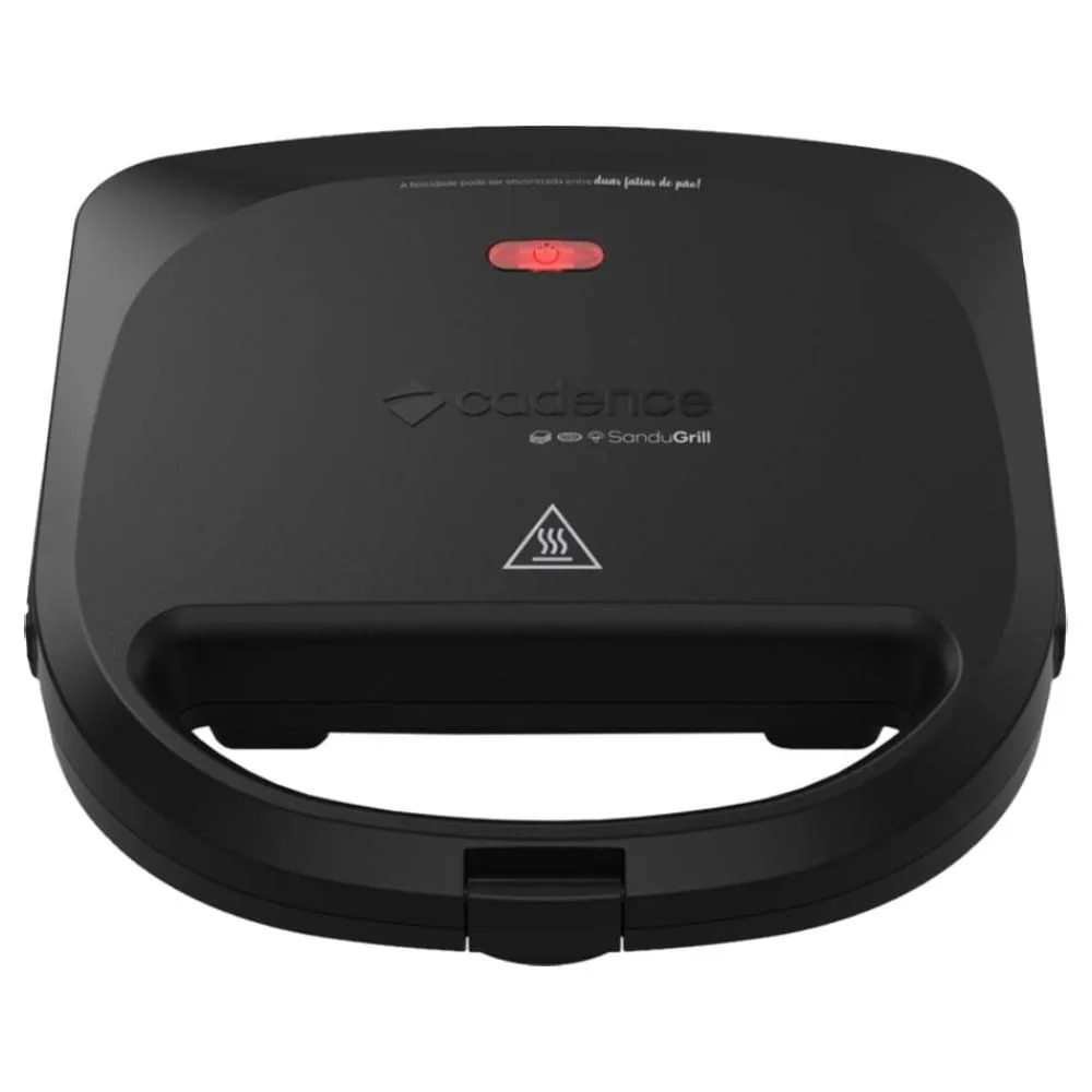 Sanduicheira Elétrica Cadence 750W Preta SAN230 Antiaderente Aquecimento Duplo Sanduicheira Elétrica Cadence 750W SanduGrill SAN230 Preta - 110v