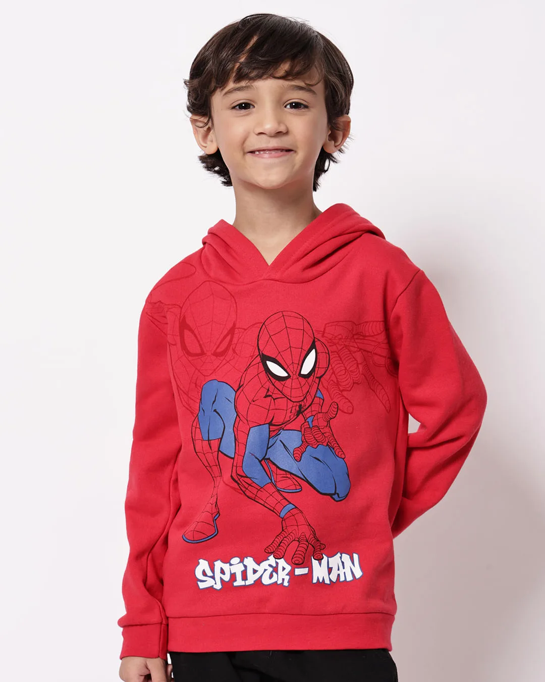 Blusão Moletom Infantil Algodão com Capuz Homem-Aranha Vermelho
