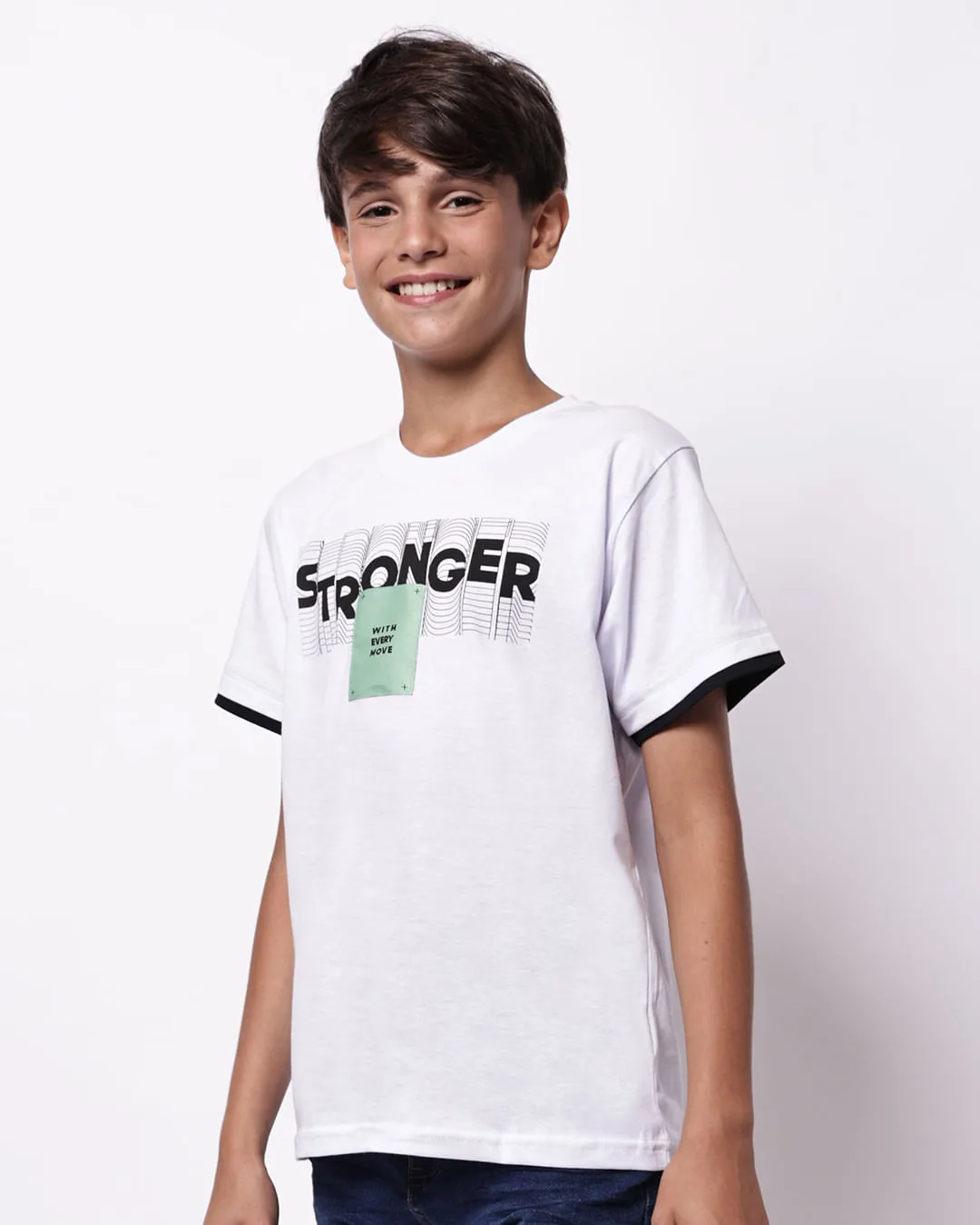 Camiseta Juvenil Algodão Estampa Frontal Branca