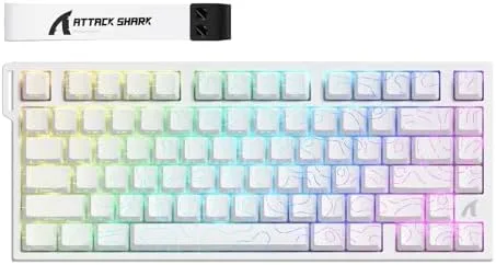 ATTACK SHARK R82 HE Teclado mecânico gamer com fio de gatilho rápido,polling de 8K,precisão de RT de 0,005 mm,taxa de varredura de 256K,amortecimento de som de 5 camadas,interruptor magnético (Branco)