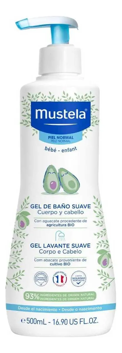 Mustela Gel Lavante Suave com Abacate Orgânico Bebê 500 ml