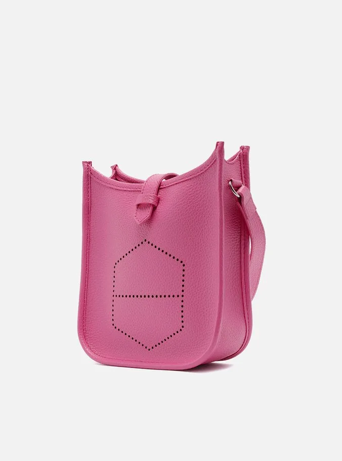 Bolsa Tiracolo Rosa Média Logo Perfurado