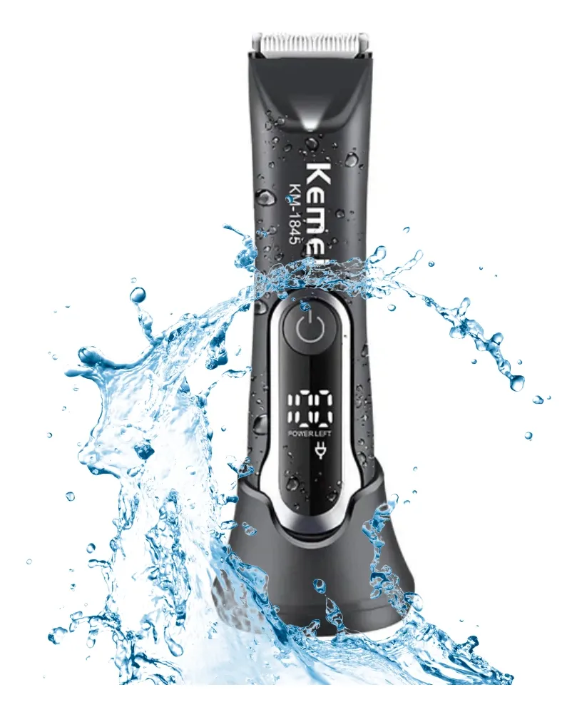 Aparador de Pelos Kemei KM-1845 Preto Resistente Água Bateria Recarregável