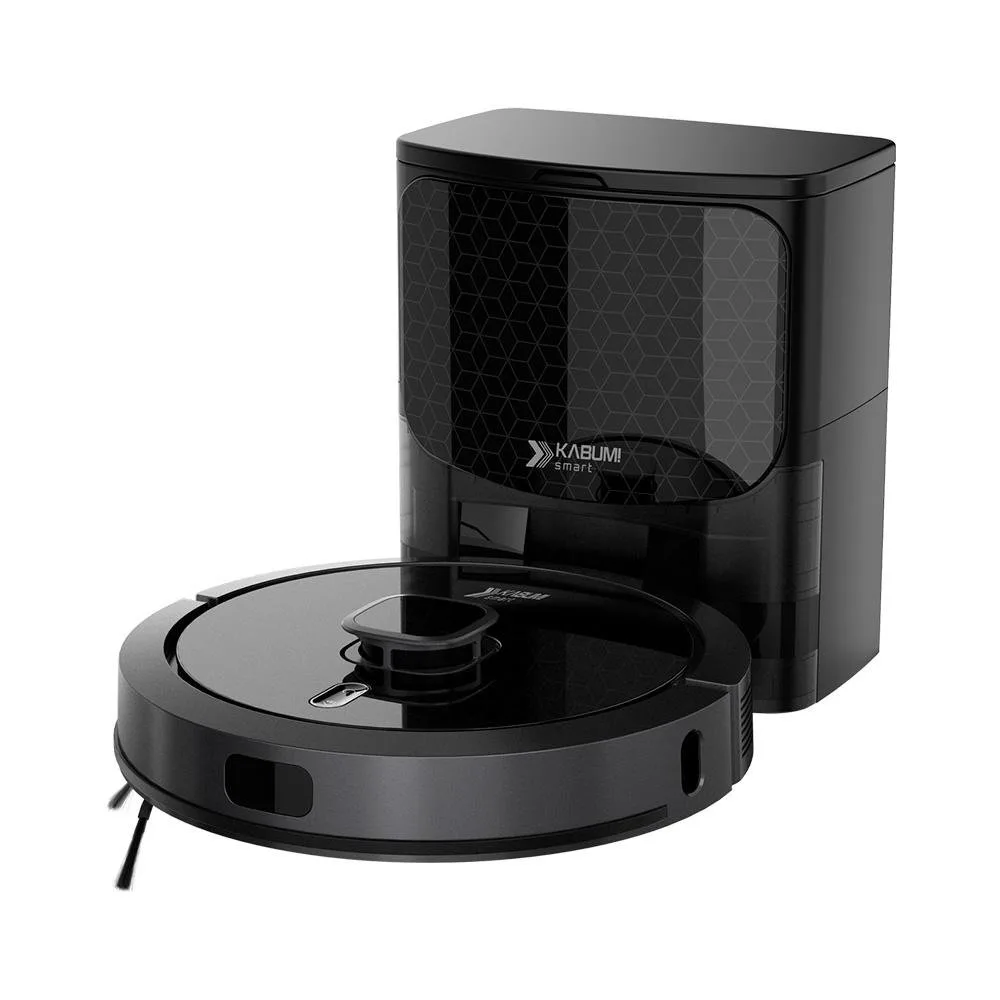Robô Aspirador e Passa Pano KABUM! smart 900 - 5 Modos de Limpeza, Base 2 em 1, Mapeamento 3D - 127v - Preto - KBSF009