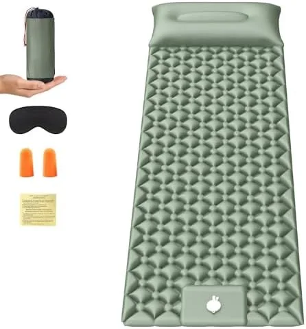 Colchão Inflável Solteiro Automático, Colchão Inflável Portátil para Acampamento, para Uso Interno/Externo, Inclui Travesseiro, Adequado para Acampamento, Cochilo, Caminhadas e Aventuras.