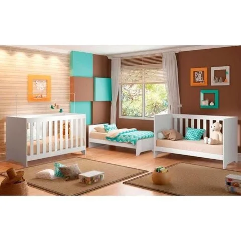 Berço com Colchão Ditália Multifuncional 3x1 Bbi-51 Branco