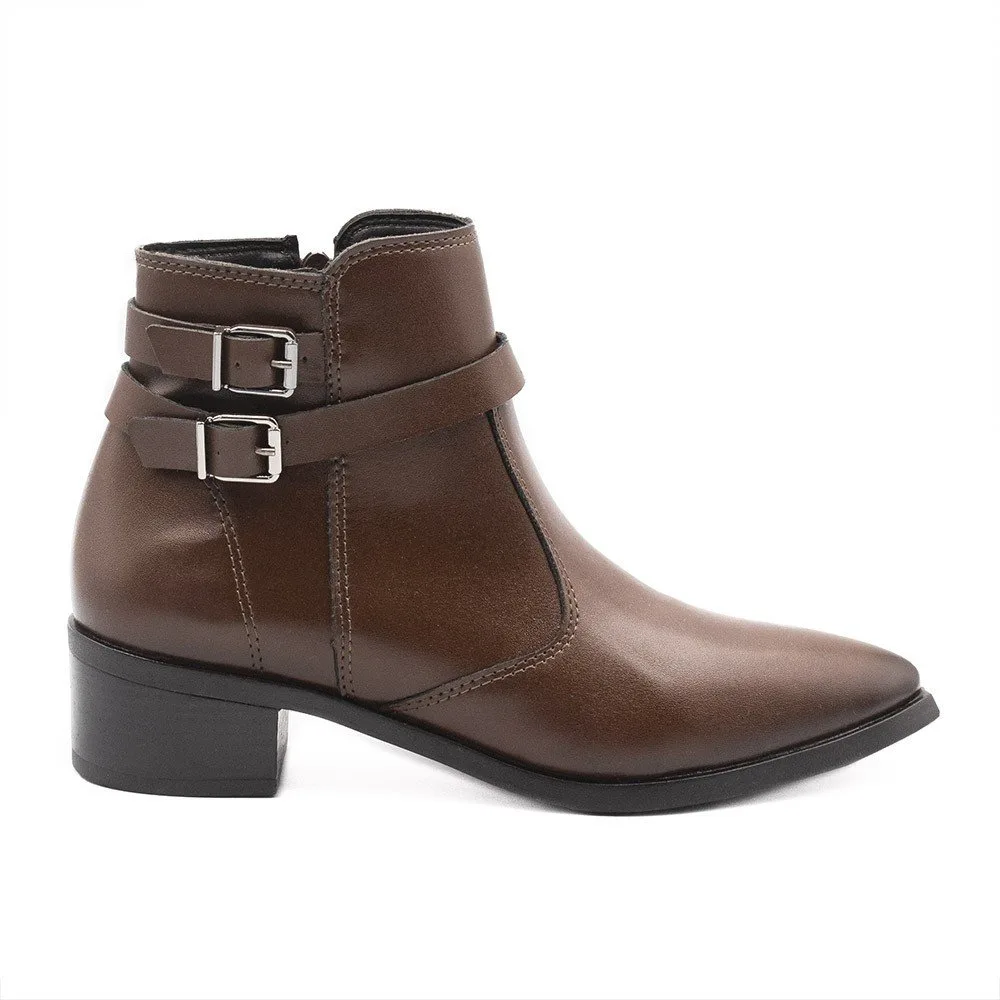 Bota Zatta Bico Fino Fivelas Bethania Marrom