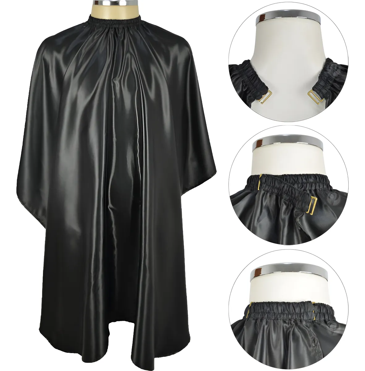 Capa De Corte Cabelo Pentale Com Presilha Cetim Preto