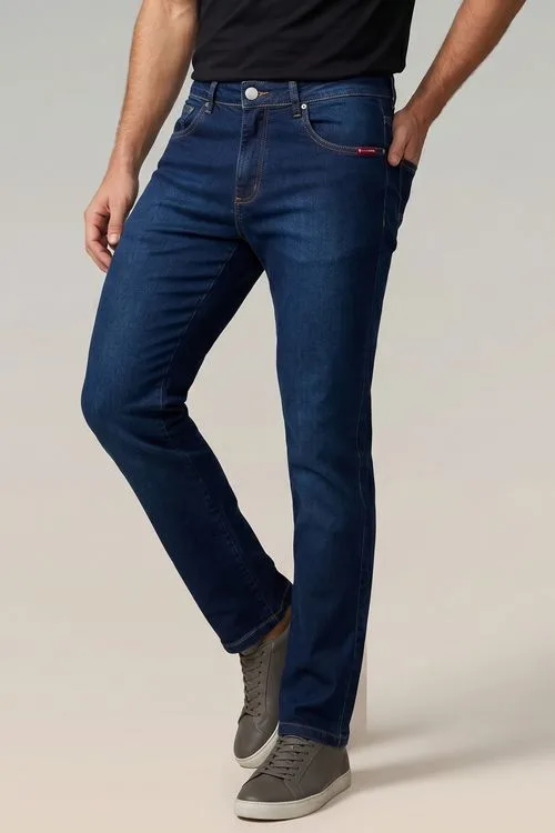 Calça Jeans Masculina Regular Básica Polo Wear Jeans Escuro