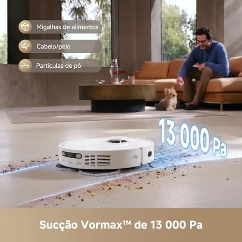 Dreame D20 Ultra Aspirador robô e Mopa, Sucção 13.000Pa, esvaziamento automático, limpeza automática da mopa, elevação da mopa, detecção ultrassônica de tapetes, fácil manutenção, 127v