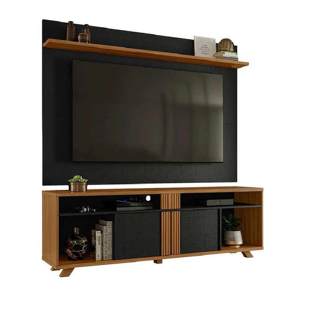 Rack Bancada com Painel para TV até 70 Polegadas 1,80m Freijó / Preto Notável