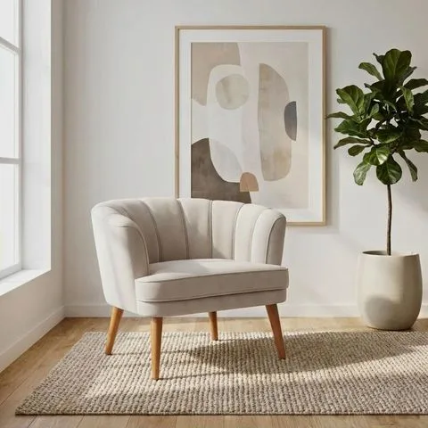 Poltrona Decorativa para Recepção Pés de Madeira Natural Tecido Veludo Premium Suporta 120kg