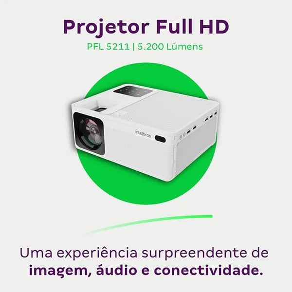 Projetor multimídia 5200 lúmens, Full HD, Bivolt, Branco, PFL5211, 4290057, Intelbras - CX 1 UN