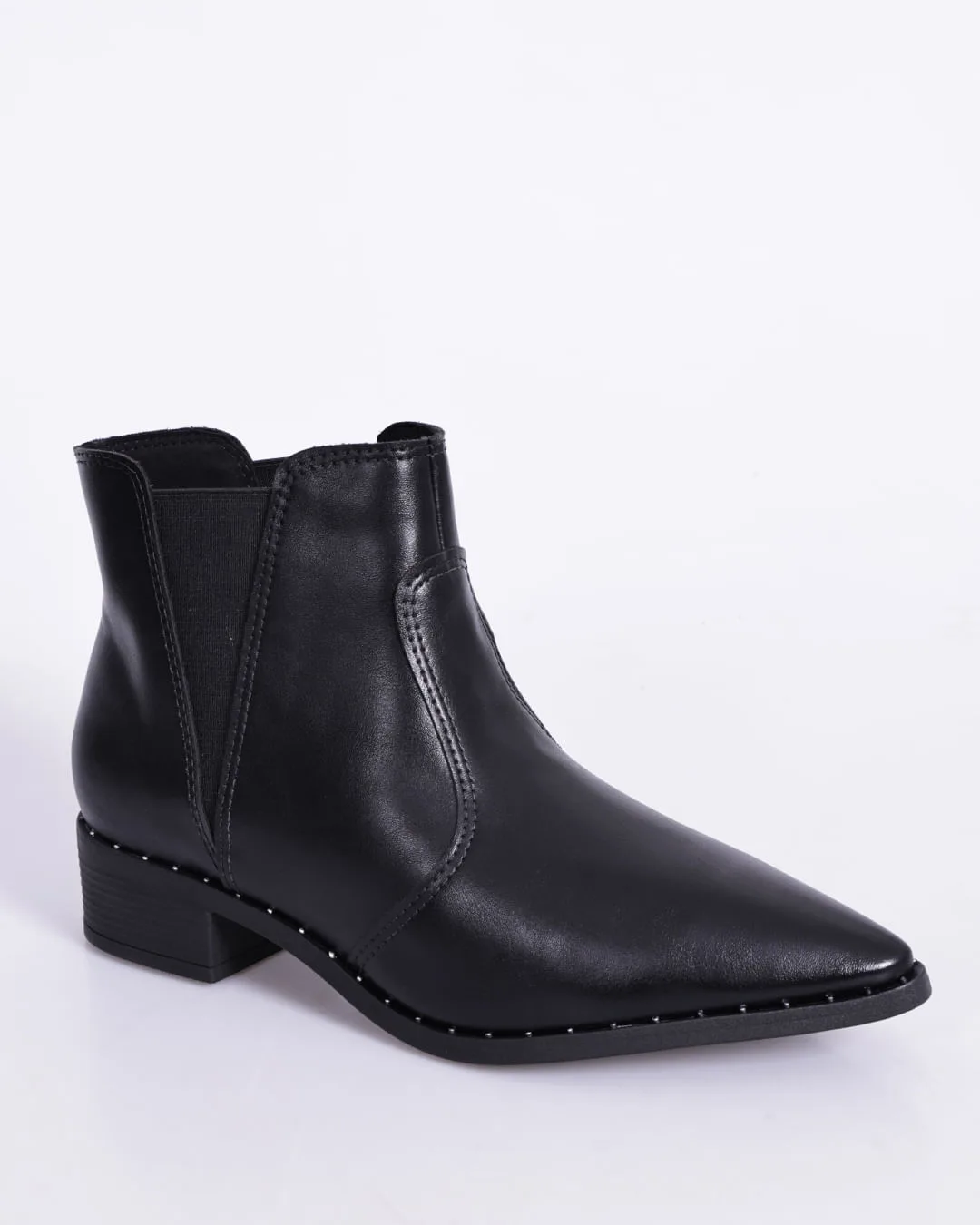 Bota Feminina Beira Rio Chelsea Bico Fino Preta