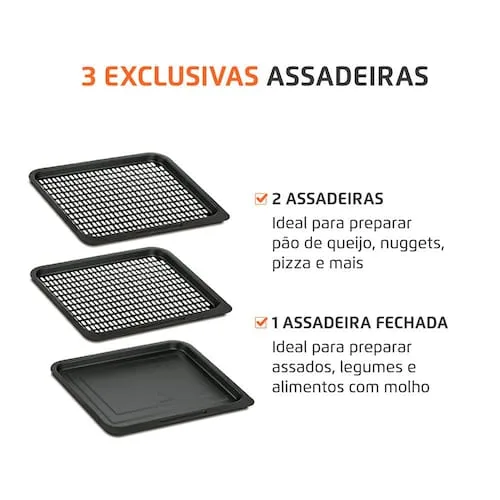 Fritadeira Elétrica Sem Óleo Air Fryer Oven 2 em 1 Mondial AFON-12L-BI 12L Digital – Preta/Inox - 110V