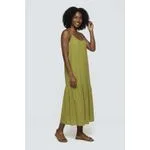 Vestido Midi Feminino Verde Claro com Babados