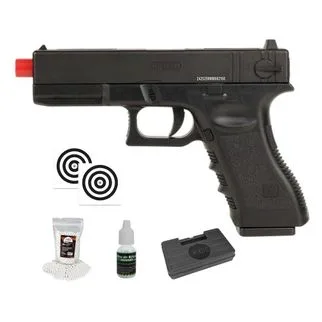 Pistola Airsoft GK CBT G17 Slide Metal Spring 6mm + Kit