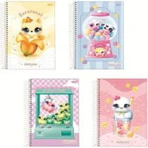 Caderno 01X1 Capa Dura FLUFFY 80 Folhas Pacote com 4 Unidades
