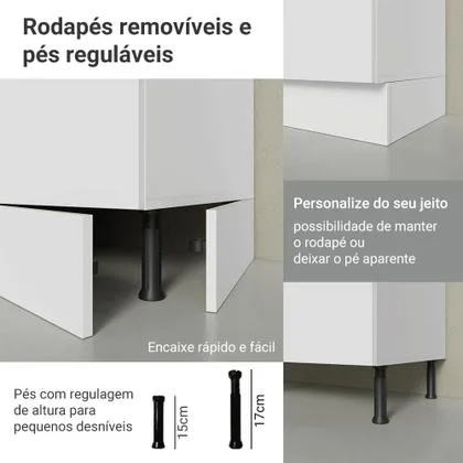 Armário de Cozinha Completa 100% MDF 310 cm Smart Madesa 03