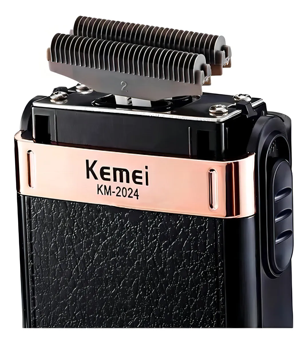 Barbeador Elétrico Kemei KM-2024 Recarregável USB Bivolt Portátil Sem Fio Autonomia 60 min Lâminas Duplas Acabamento Preciso Silencioso à Prova D’água Aparador Profissional Original Kemei