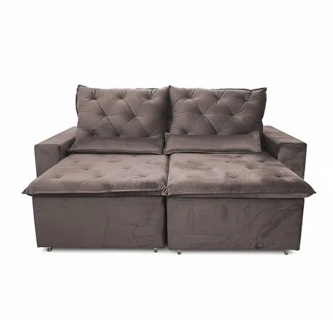 Sofá Retrátil Premium 150m Suede Soft Lux Reclinável e com 2 Módulos de Alto Conforto Milão Bege