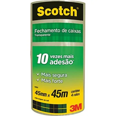 Fita Adesiva de Empacotamento Transparente Scotch 5802 - 45 mm x 45 m - PT 4 UN