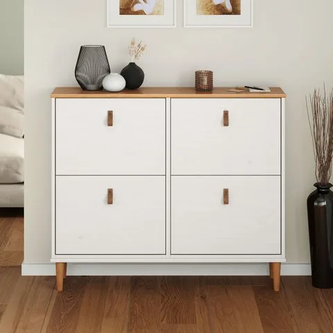 Sapateira Horizontal Hall de Entrada 4 Portas Mikka Branco 24 Pares Idimex