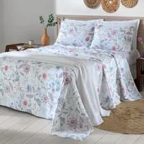 Jogo de Cama Casal 4 peças Lençol com Elástico 100 Algodão Percal 130 Fios 138x188x35cm Dohler