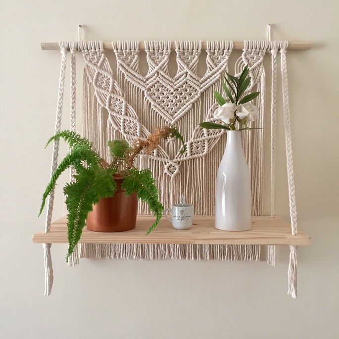 Painel com Prateleira Macramê Grande