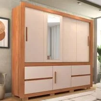 Guarda-Roupa Caemmun Optimus Lux 3 Portas de Correr 4 Gavetas com Espelho