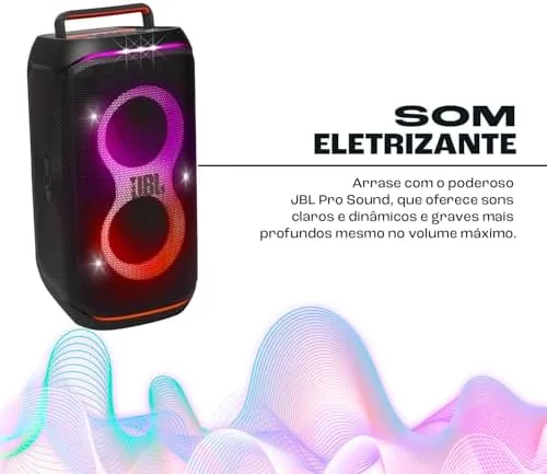JBL, Caixa de Som, PartyBox Club 120, Bluetooth, Show de Luzes, À Prova de Respingos, Som JBL Pro Sound, 160W RMS - Preta